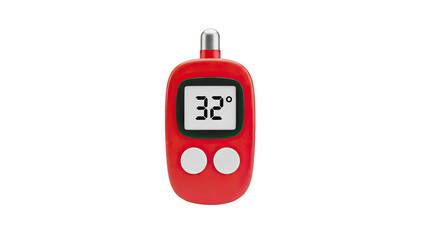 Red Digital Thermometer Displaying 32 Degrees