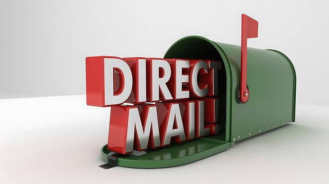 Direct mail marketing concept with mailbox and text
