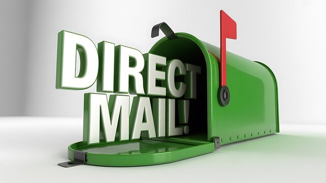 Direct mail marketing concept with mailbox and text
