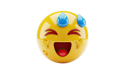 3D Emoji of Laughing with Tears and Sweat