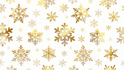 Fototapeta premium The Glitter Snow background Golden Snowflakes isolated watercolor vector illustration svg 