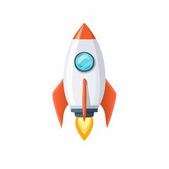 cartoon rocket isolated on white