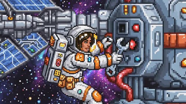 Pixel Astronaut in Action 4K 10s