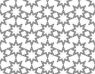 Geometric islamic seamless pattern. Geometric outline texture on white background. Beautiful arabic pattern for design element.