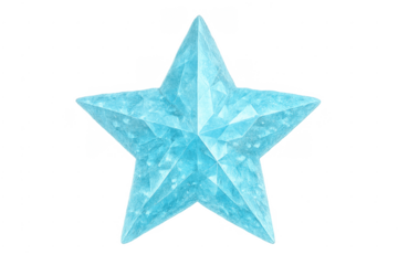 Blue ice crystal star decoration with transparent background
