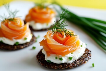 Fresh salmon and cream cheese served on crunchy seed crackers