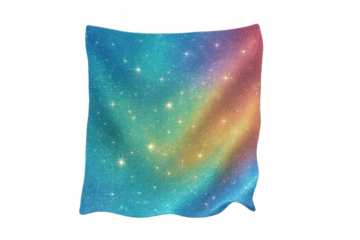 Glittering rainbow cosmic nebula fabric with stars
