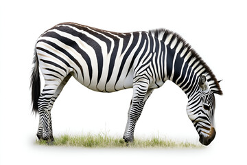 Obraz premium Wild Zebra Profile Standing Isolated on White Background
