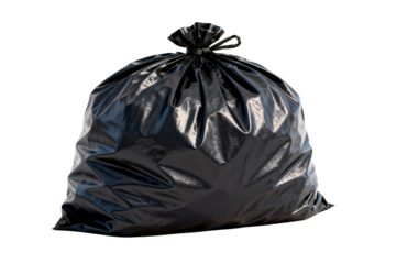 Black Plastic Garbage Bag with Drawstring Closure