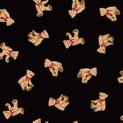 Continuous seamless pattern of cute bear illustrations,,