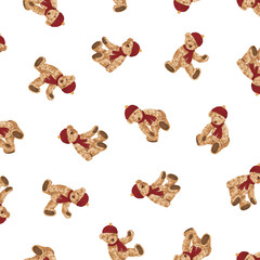 Continuous seamless pattern of cute bear illustrations,,