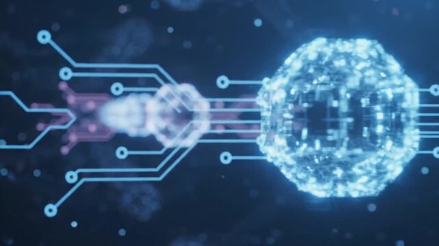 futuristic technology background with blurred layers and bokeh highlights focusing on luminous digital grids flowing data streams and glowing shapes creating modern depth high quality clean look no no