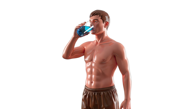 Muscular man drinking water from a glass - Powered by Adobe