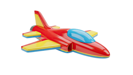 Red and Yellow Toy Jet Airplane with Blue Canopy