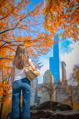 A woman in Central Park, Manhattan, New York