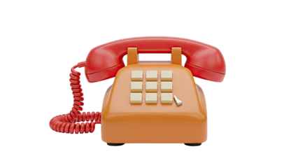 Retro Orange and Red Rotary Dial Telephone