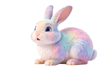 Cute Pastel Rainbow Colored Fluffy Bunny