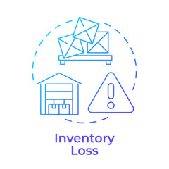 Inventory loss blue gradient concept icon. Logistics problems, supply chain. Warehouse shipping. Round shape line illustration. Abstract idea. Graphic design. Easy to use in article, infographic