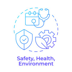 Safety, health, environment blue gradient concept icon. Safety management, regulatory compliance. Medical care. Round shape line illustration. Abstract idea. Graphic design. Easy to use in article