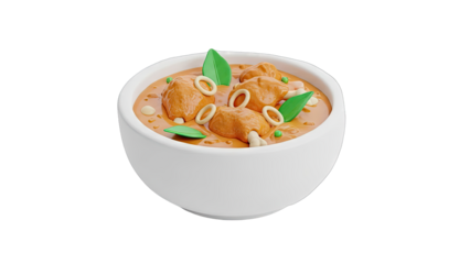 Claymation Style Chicken Curry in White Bowl