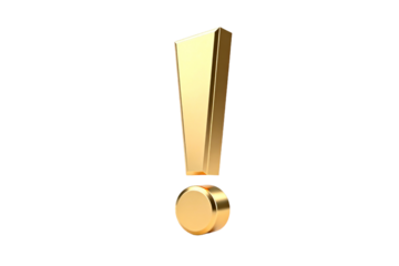 Golden 3D Exclamation Mark Icon Symbol