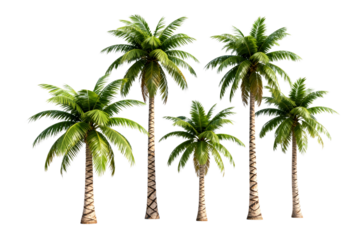 Five Palm Trees with Green Fronds