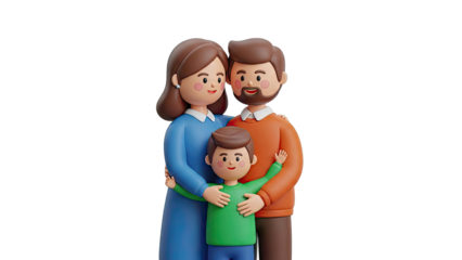 3D Cartoon Family Hugging
