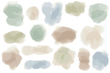幼稚園・保育園向け 水彩にじみのあしらい素材セット｜ナチュラルで落ち着いたカラー
Natural Watercolor Abstract Shape Decoration Set for Kindergarten Design