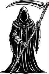Death Skeleton Grim Reaper Scythe Vector Illustration