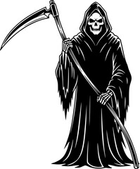 Death Skeleton Grim Reaper Scythe Vector Illustration