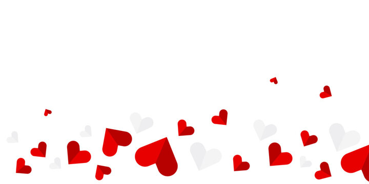 Valentine's Day background design featuring creative paper-cut red and white hearts on a transparent backdrop for minimalist holiday layouts.