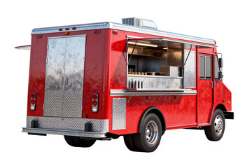Red Mobile Food Truck with Serving Window