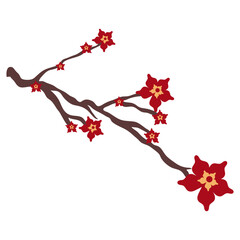 Red Cherry Blossom Branch