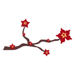 Red Cherry Blossom Branch