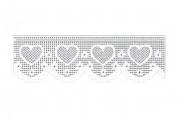 White cotton lace border with hearts and flowers