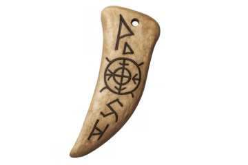 Viking runic godi bone talisman amulet on transparent background