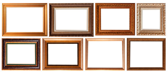frame picture isolated on white background gold antique set