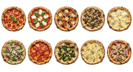 Assortment of Delicious Pizzas Top View - Variety of Italian Food Choices