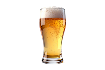 Glass of Refreshing Light Beer with Foam