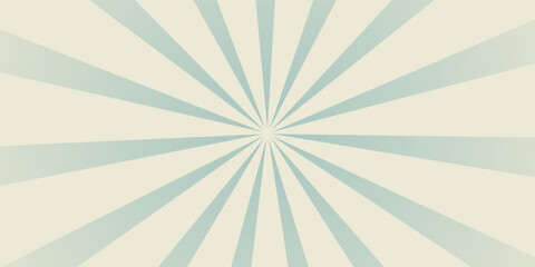 Sunlight retro horizontal background. Pale blue and beige color burst background. Fantasy Vector illustration. Magic Sun beam ray pattern background. Old paper starburst. Circus poster or placard