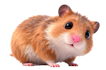 Cute 3D Rendered Golden Hamster with Big Eyes