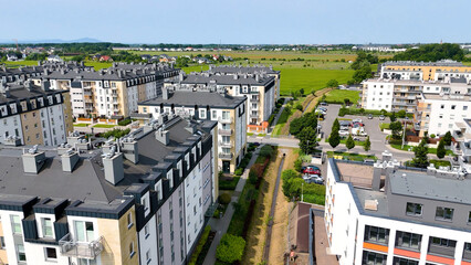 city ​​street New modern district architecture housing construction Wroclaw Poland