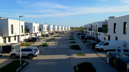 Modern area houses streets townhouse nature city