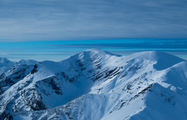 Mountain peak snow-capped mountains snow rocks landscape