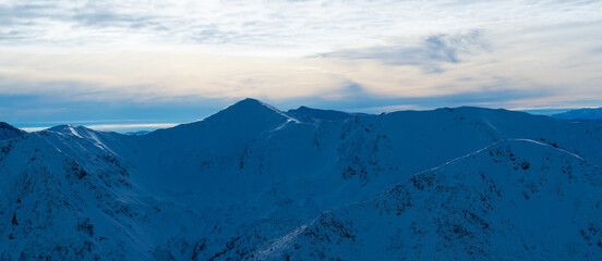 Mountain peak snow-capped mountains snow rocks landscape
