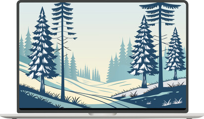 Serene Winter Forest Landscape with Snowy Pine Trees