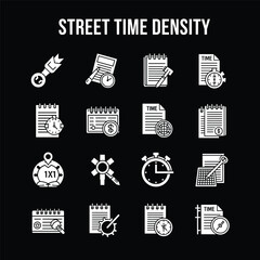 Street Time Density Document and Clock Vector Graphic Icons