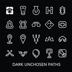 Dark Unchosen Paths Abstract Map Pin Icons Y2K Asset