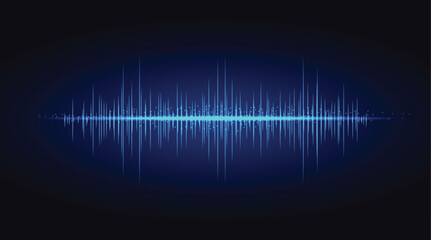 Abstract blue sound frequency waveform illustration representing digital audio signal spectrum