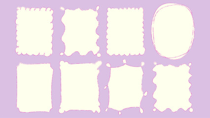 Doodle childish frames set. Colorful wavy shaped frames. Sketch style vector illustration.